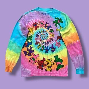 Liquid Blue Grateful Dead Shirt Dancing Bears Swirl Tie Dye Long Sleeve Small